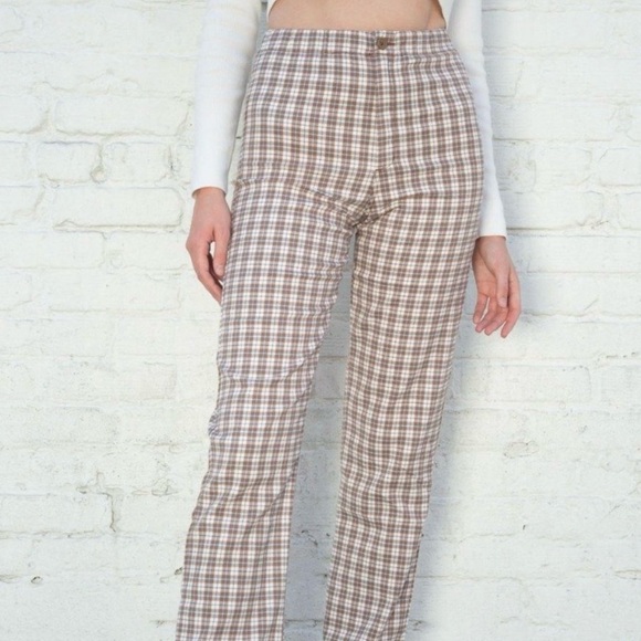 Brandy Melville Pants - Brandy Melville Checkered Brown Tilden Pants